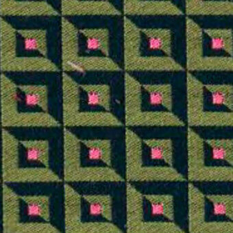 Grimaldi fabric pattern, dark olive-green and pink geometric squares, woven texture, repeating grid motif by Grimaldi & Kapua, Egoitaliano.